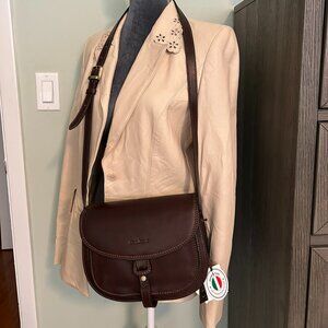 NWT Gianni Conti Italian Leather Crossbody Bag "Sybille" – Rich Brown